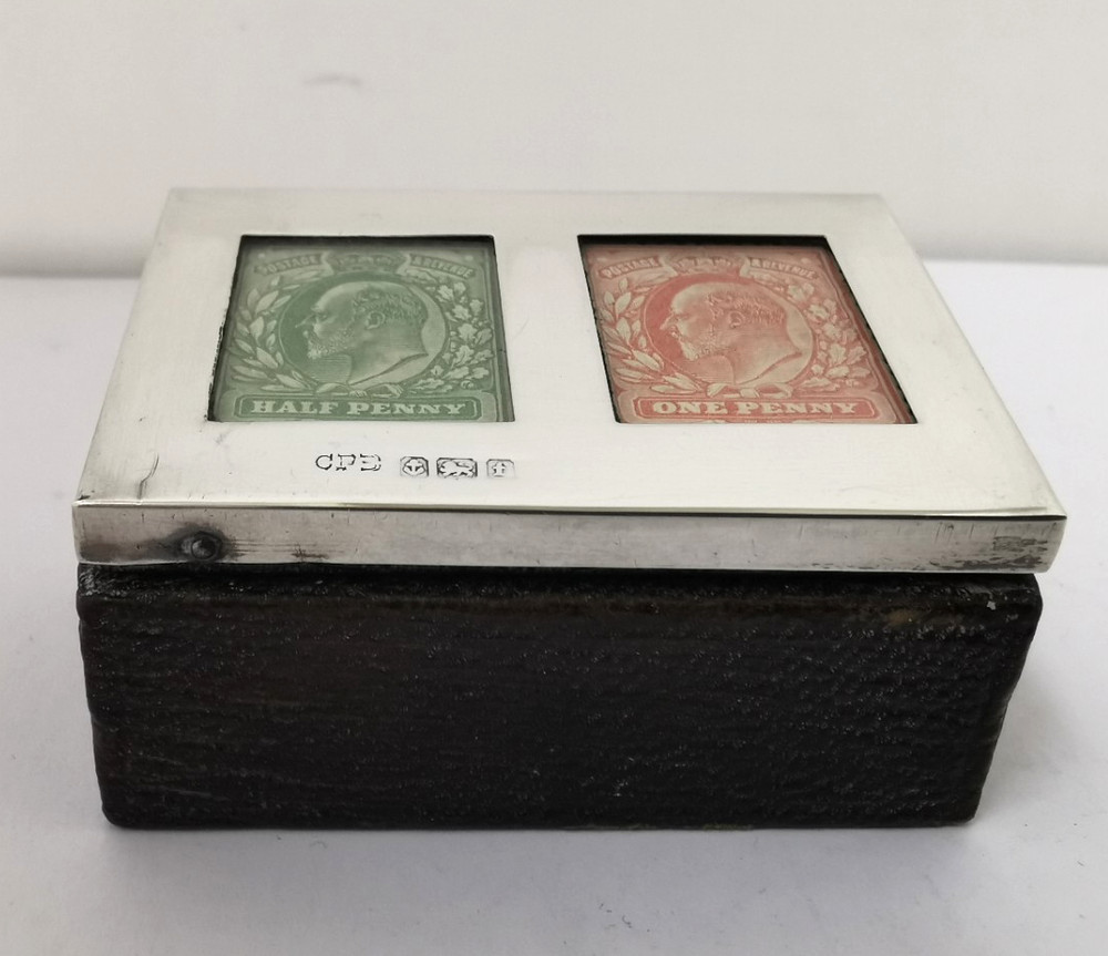 Antique Solid Silver Double Stamp Box - Birm. 1905.