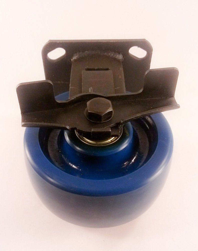 5" x 2" Solid Polyurethane Wheel Caster - Rigid with Brake