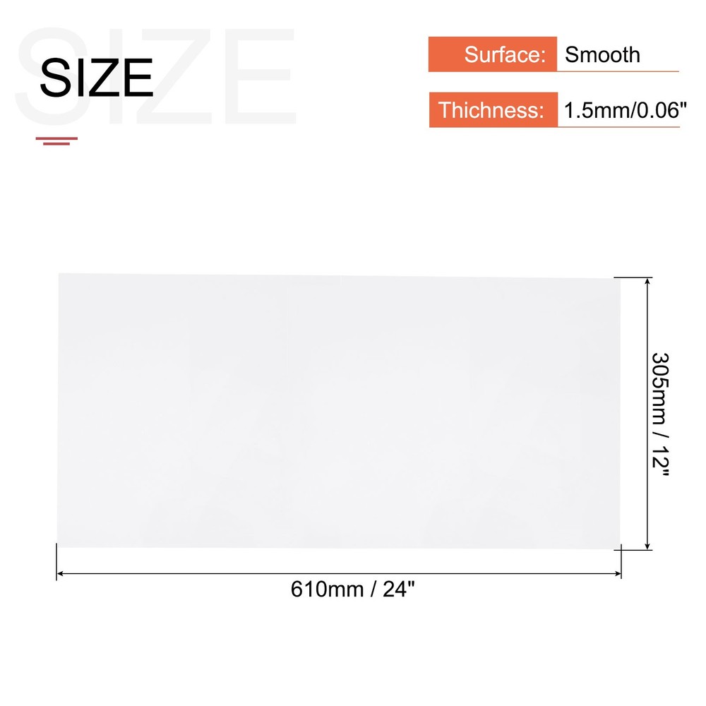 ABS Plastic Sheet 24" x 12" x 0.06" ABS Styrene Sheets White 4 Pcs