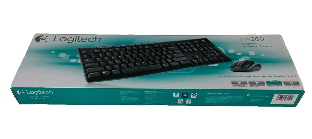 Logitech MK260 Wireless Keyboard Mouse Combo Black USB Receiver Open Box
