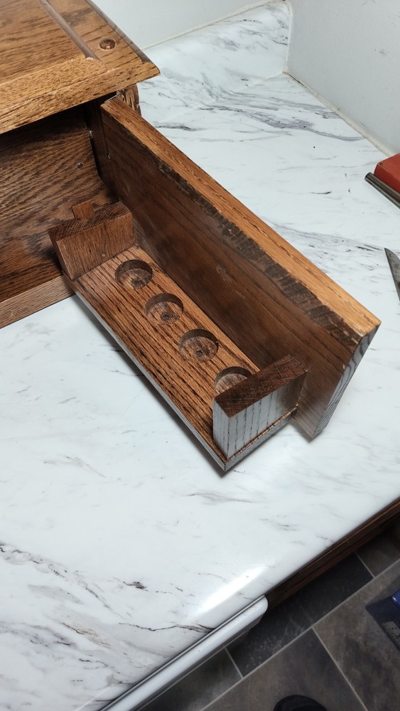 NWTF TURKEY CLOCK HIDDEN WHISKEY COMPARTMENT, SOLID OAK ROYAL DOMAIN SERIES #76