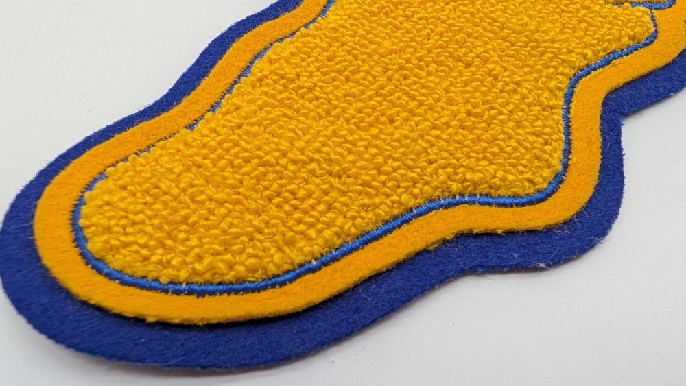 Letterman Jacket Patch Winged Foot Track & Field Blue & Yellow Chenille Felt