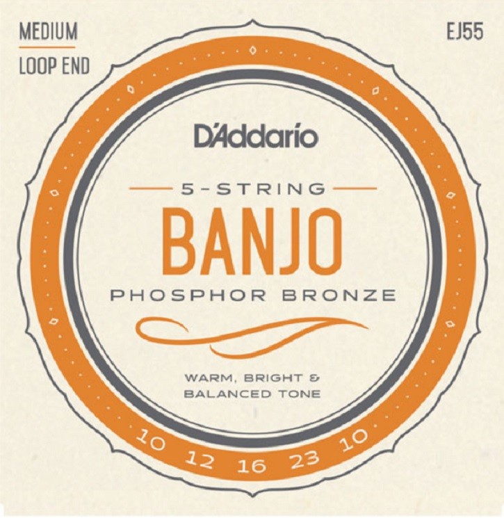 D'Addario EJ55 Phosphor Bronze Banjo Strings, Medium 10-23 Gauge