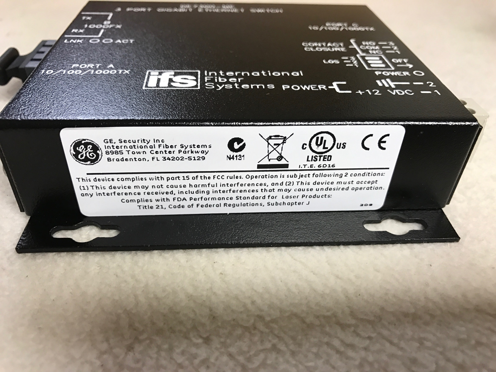 NEW GE Security IFS DE7300-ME - 3 Port Gigabit Ethernet Transceiver 62.5/125μm