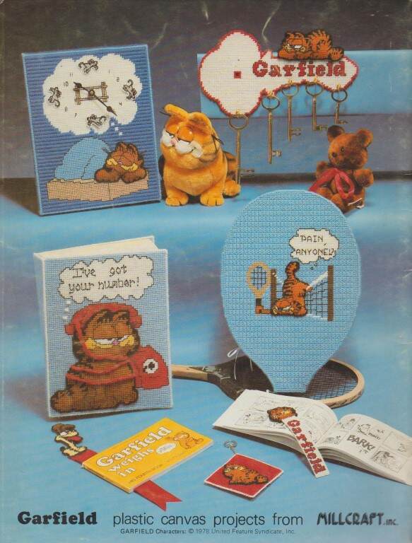 OOP!!! PLASTIC CANVAS GARFIELD ....KEEPS YOU IN STITCHES! 13 PROJECTS