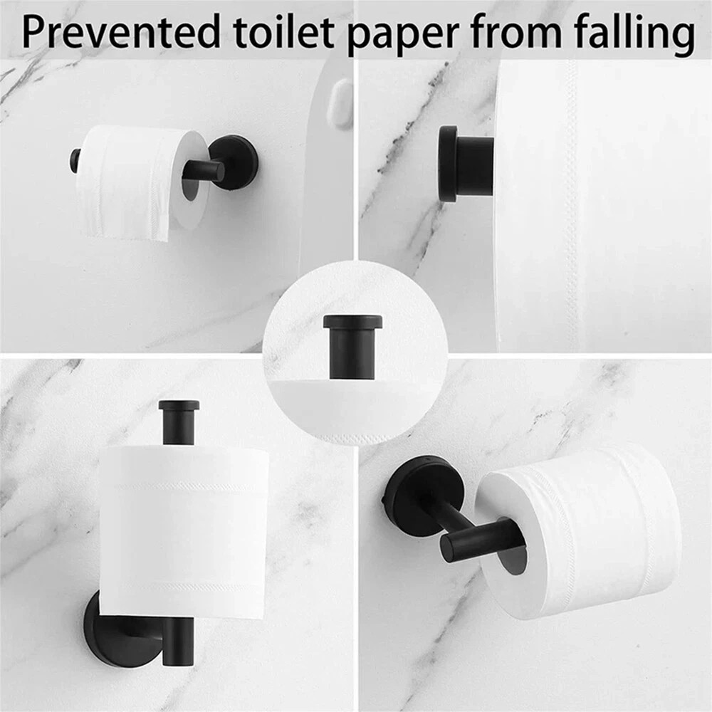 6 Pcs Black Bathroom Hardware Set Stainless Steel Towel Bar Towel Racks Hooks