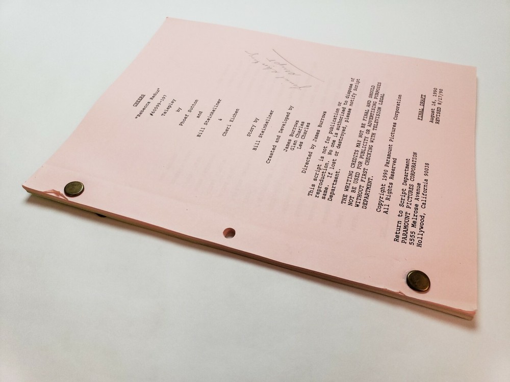 CHEERS / Phoef Sutton & Bill Steinkellner 1990 TV Script "Rebecca Redux"