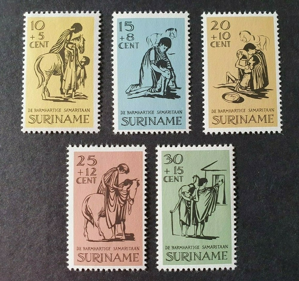 1967 SURINAME NETHERLANDS SET EASTER THE GOOD SAMARITAN VF MNH