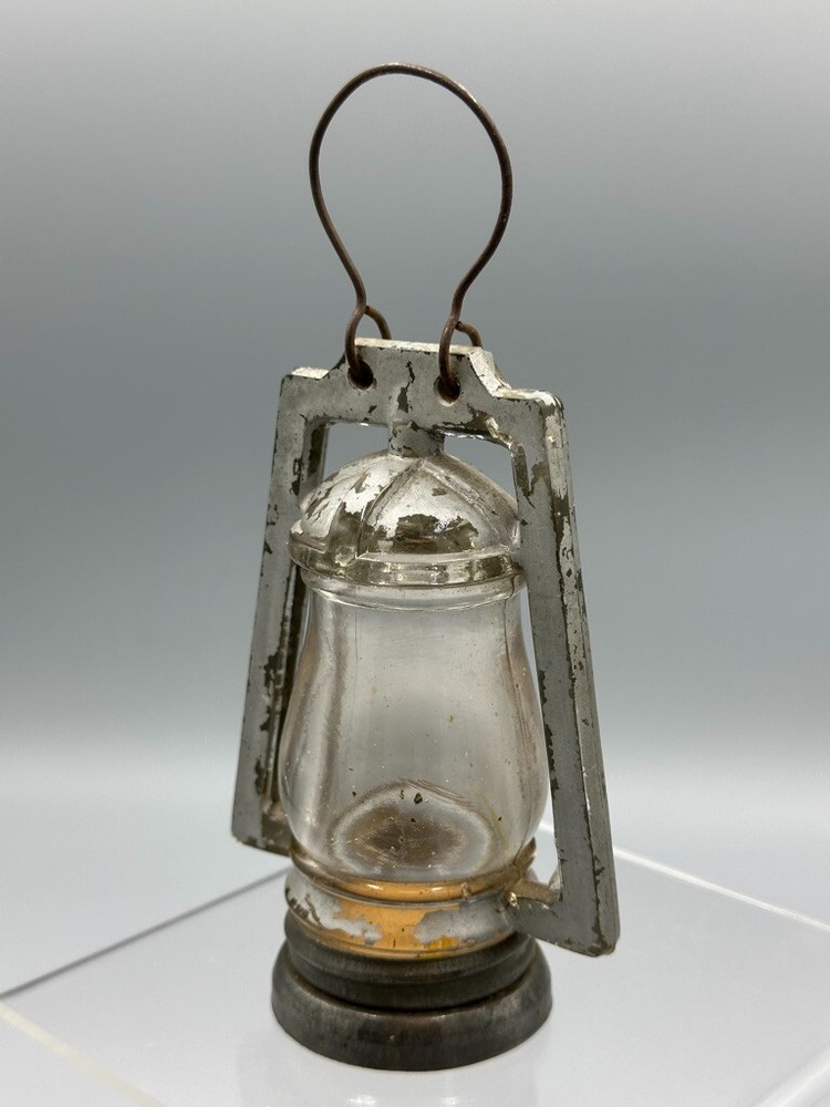 c. 1910 Barn Type 1 LANTERN Glass with Silver Paint CANDY CONTAINER A&E 426