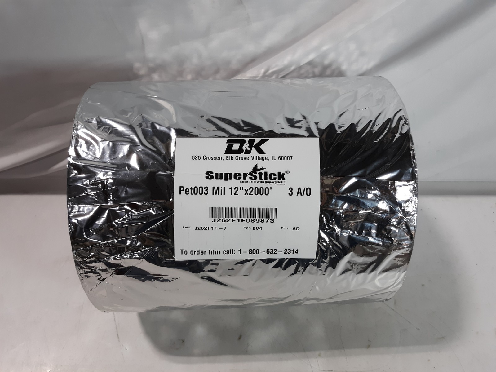D&K SuperStick Pet003 Mil 12"x2000' Specialty Adhesive EV4 3 A/O