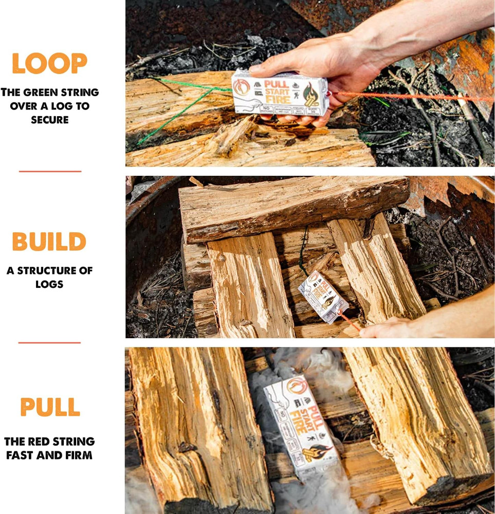 Instant Pull String Firestarter - Lights Wet Wood, No Matches Needed!
