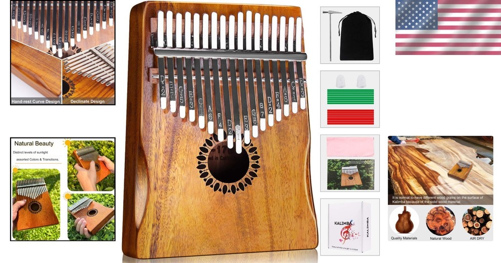Complete Kalimba Thumb Piano Set: 17 Keys, Accessories & Easy Learning Guide