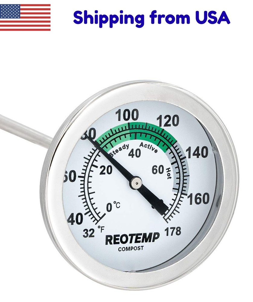 12 Inch Soil & Compost Thermometer with Composting Guide