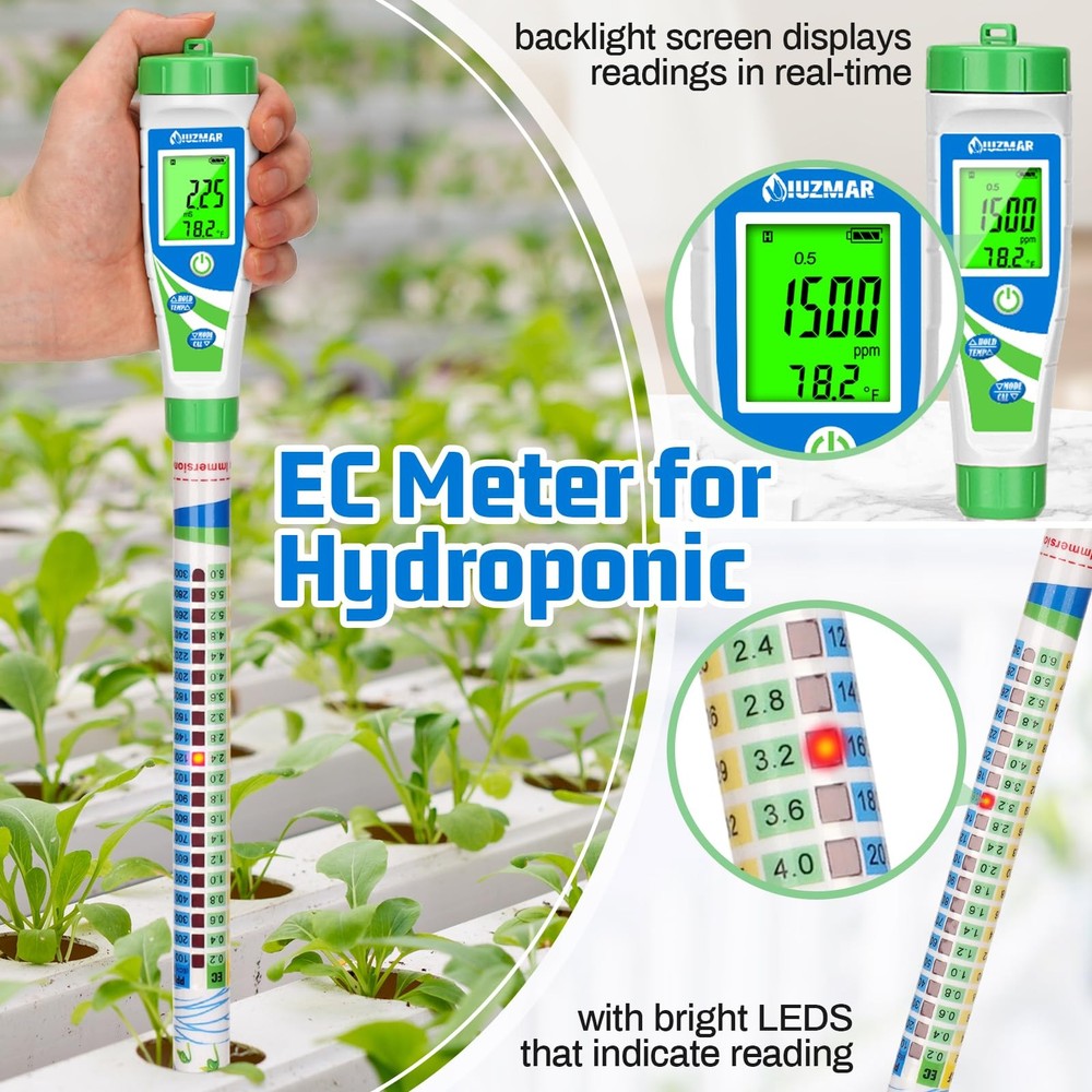 Digital Conductivity Tester PPM EC Meter Truncheon Nutrient with Light...