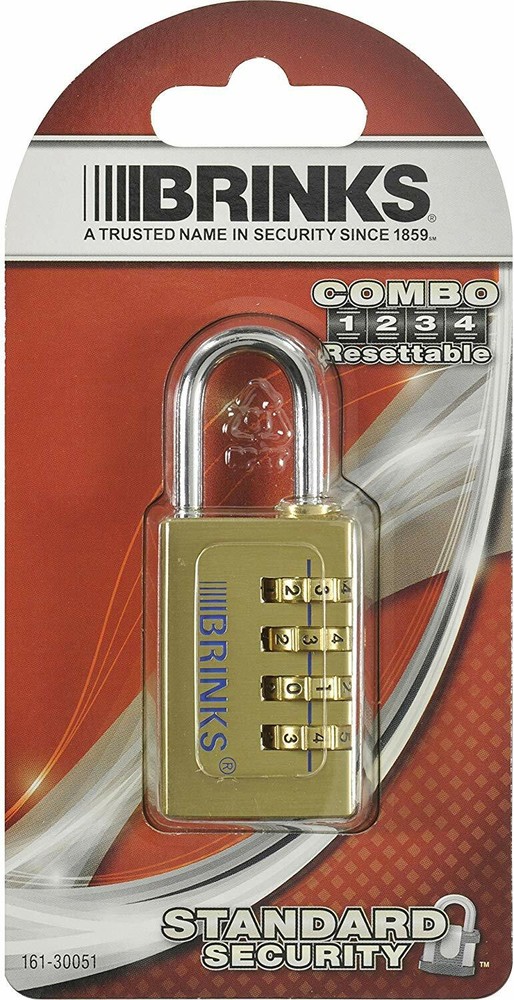 Brink's COMBO 4-DIAL COMBINATION RESETTABLE PADLOCK 30mm SOLID BRASS Weather-Res