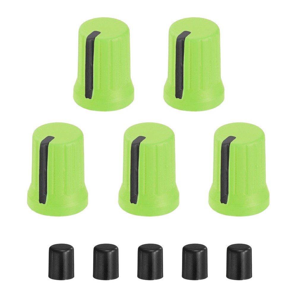 5pcs Potentiometer Knobs,Rubber Guitar Volume Tone Rotary Knob(Green Black)