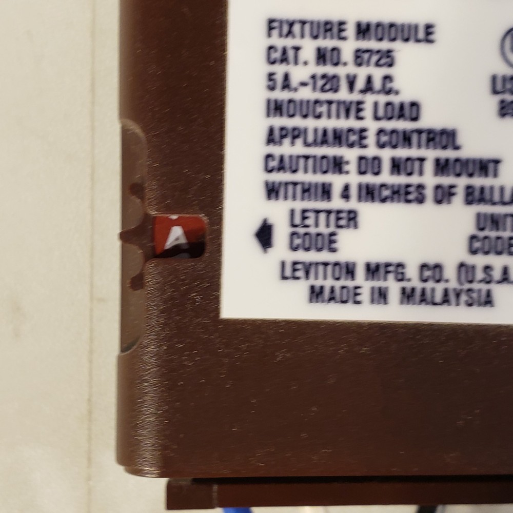Leviton 6725 Fixture Module 5A-120VAC Inductive Load Appliance Control