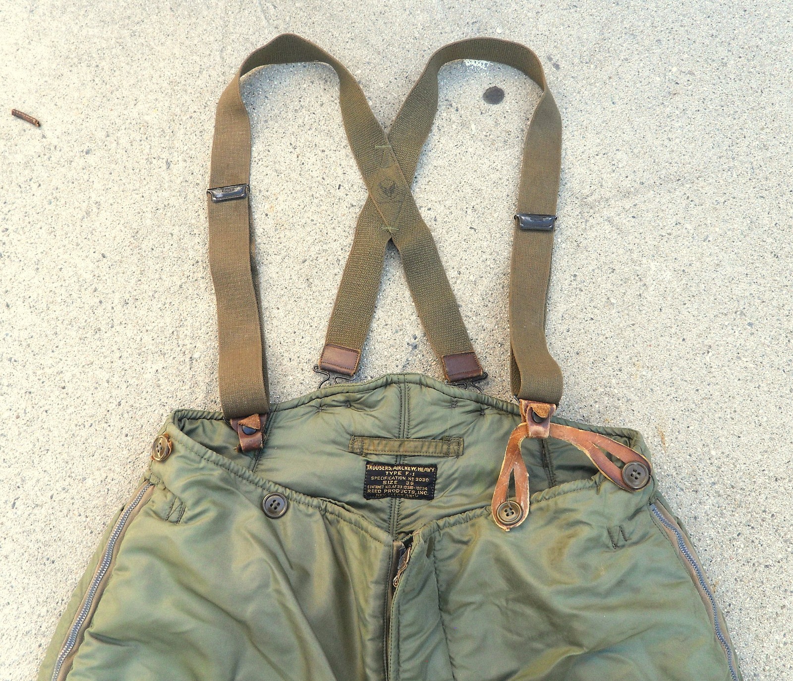 Vtg 50s US Air Force Type F-1 Aircrew Trousers Flight Pants Sz 36 Crown Zipper