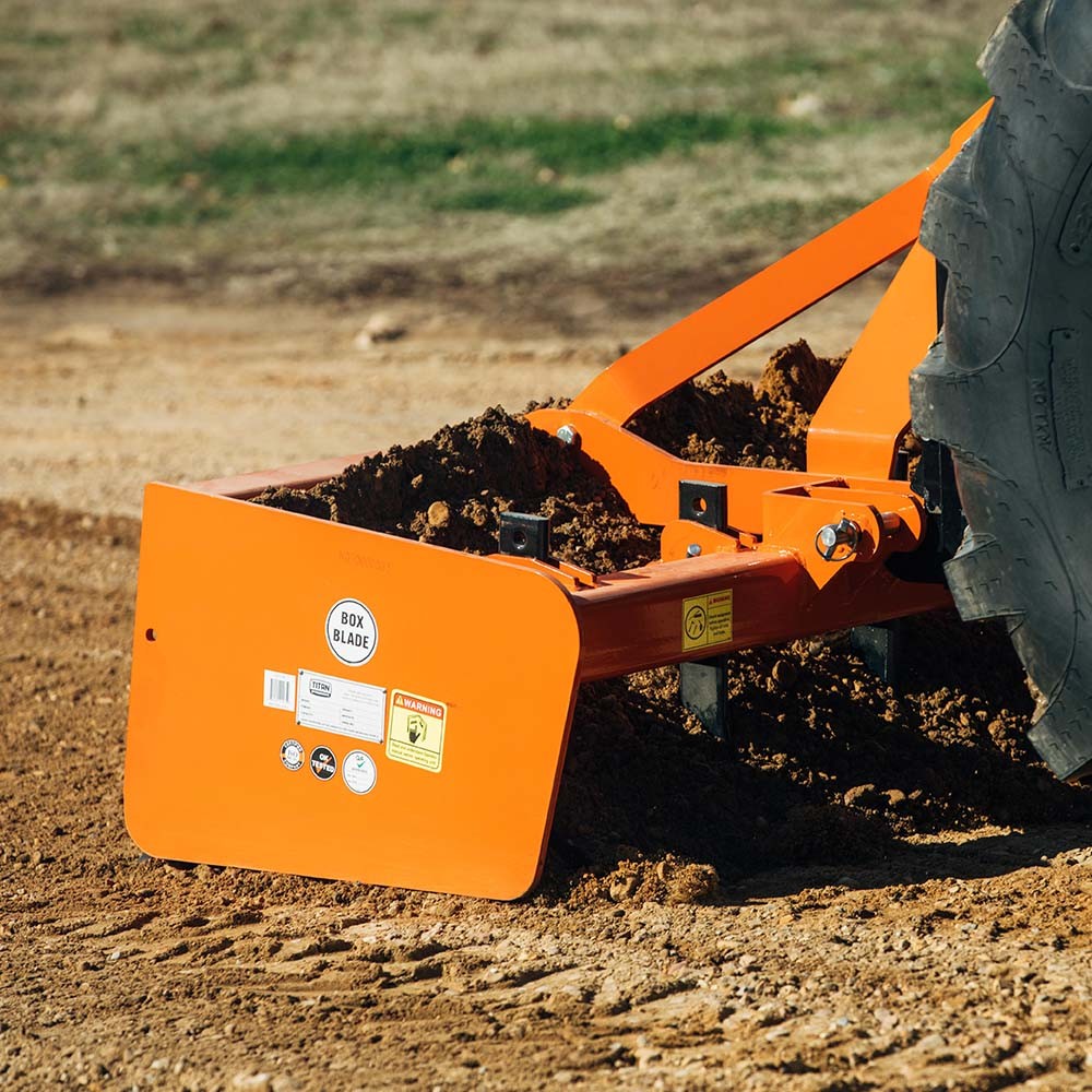 Titan Attachments 4 FT Pro Series 3 Point Rear Box Blade, Cat 1 Hook Up, QH1