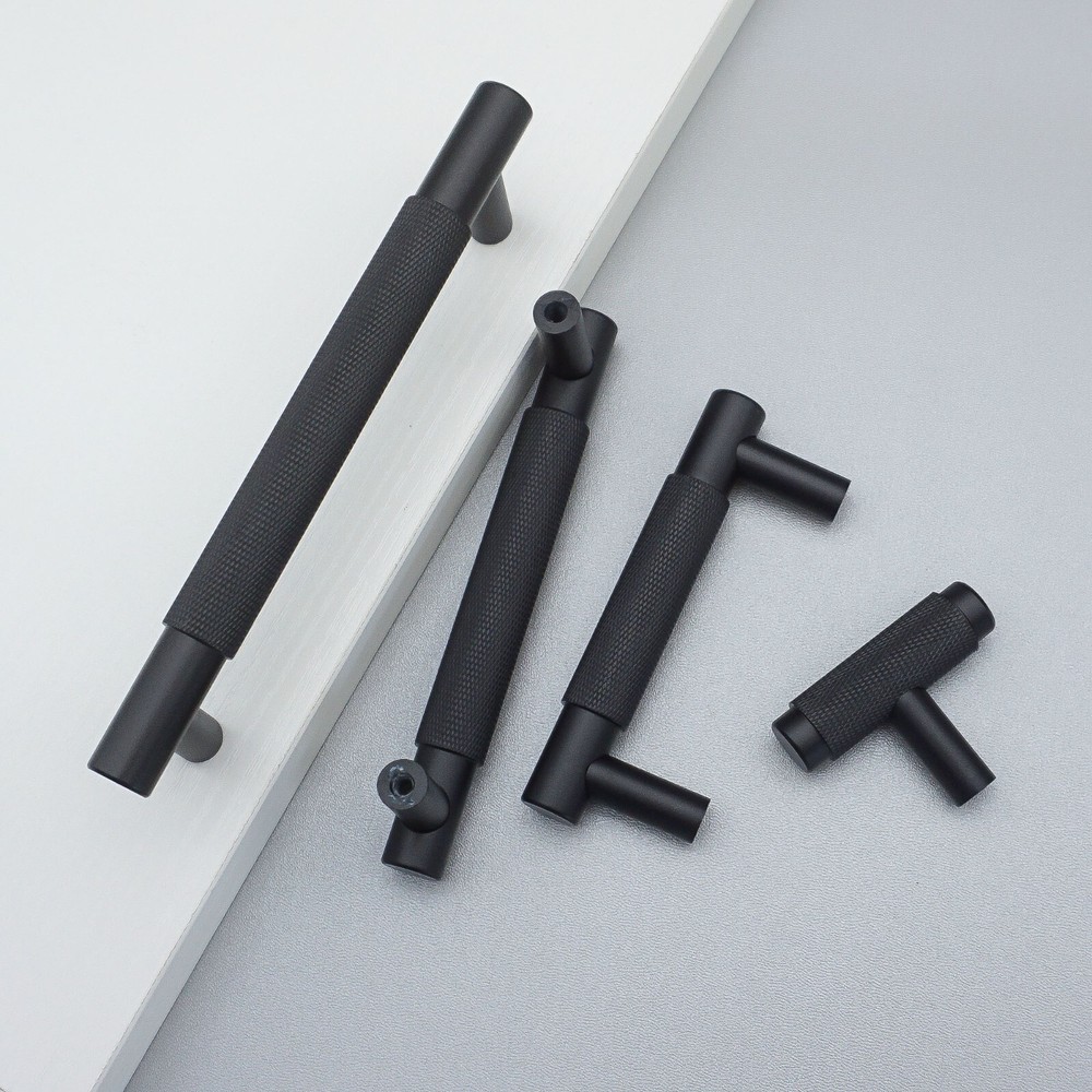 Black Knurle Drawer Pulls Modern Cabinet Pulls knobs Dresser Knobs Wardrobe Pull