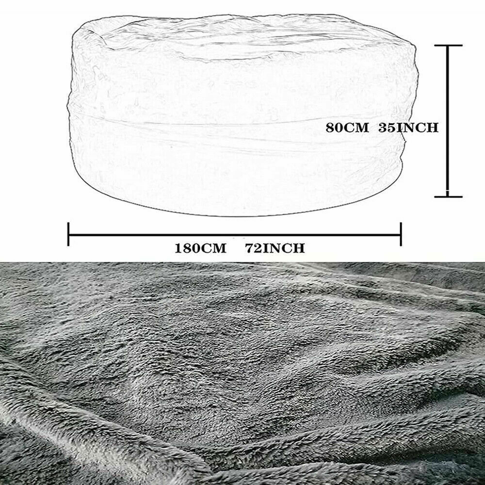 Microsuede 7FT Foam Giant Bean Bag Memory Living Room Chair Lazy Sofa Soft Cover