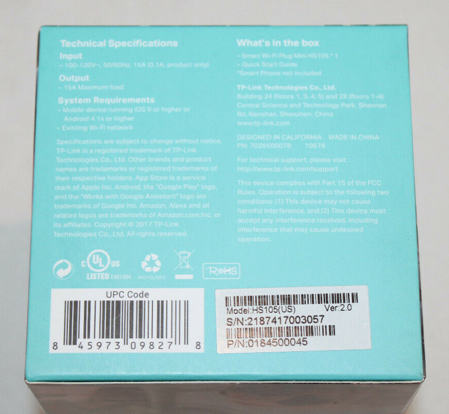 TP-LINK Smart Wi-Fit Plug Mini (HS105) white