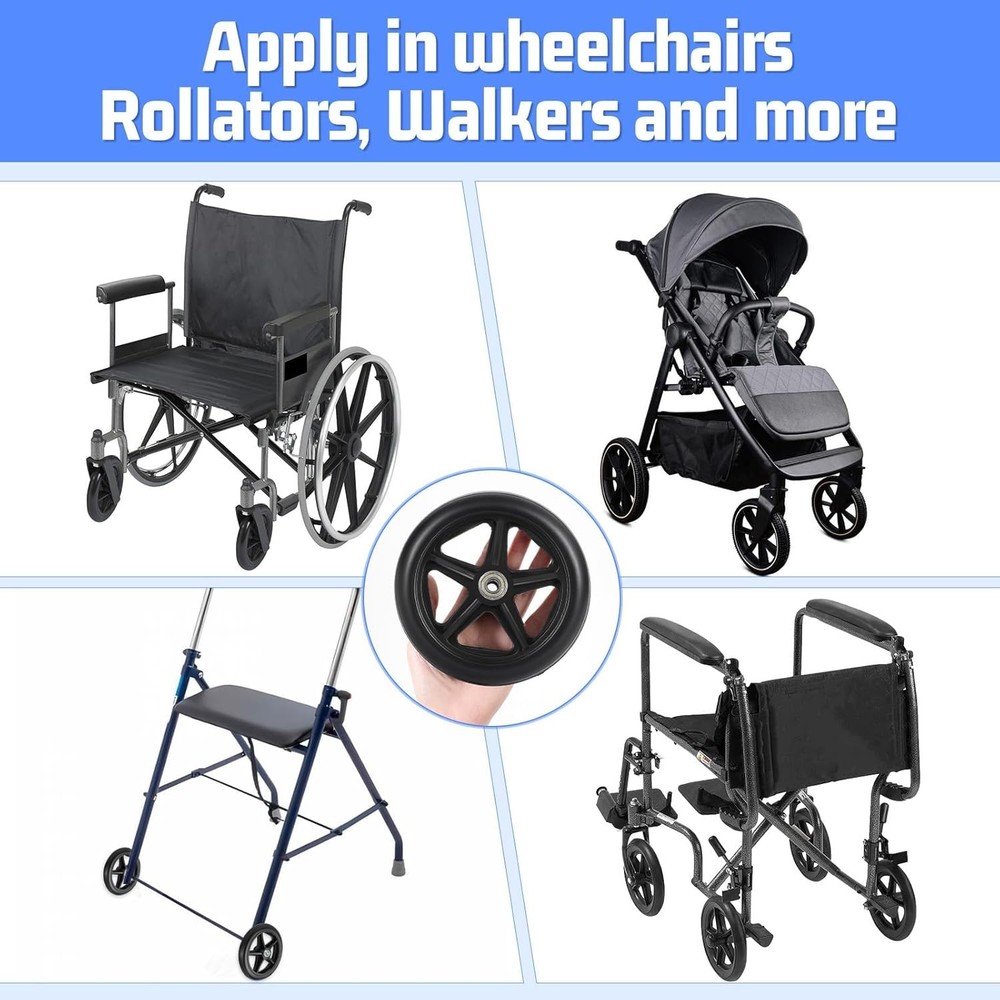 4 Pcs 6 Inch Walker Wheels Replacement, Replacement Wheels for Walkers Solid ...