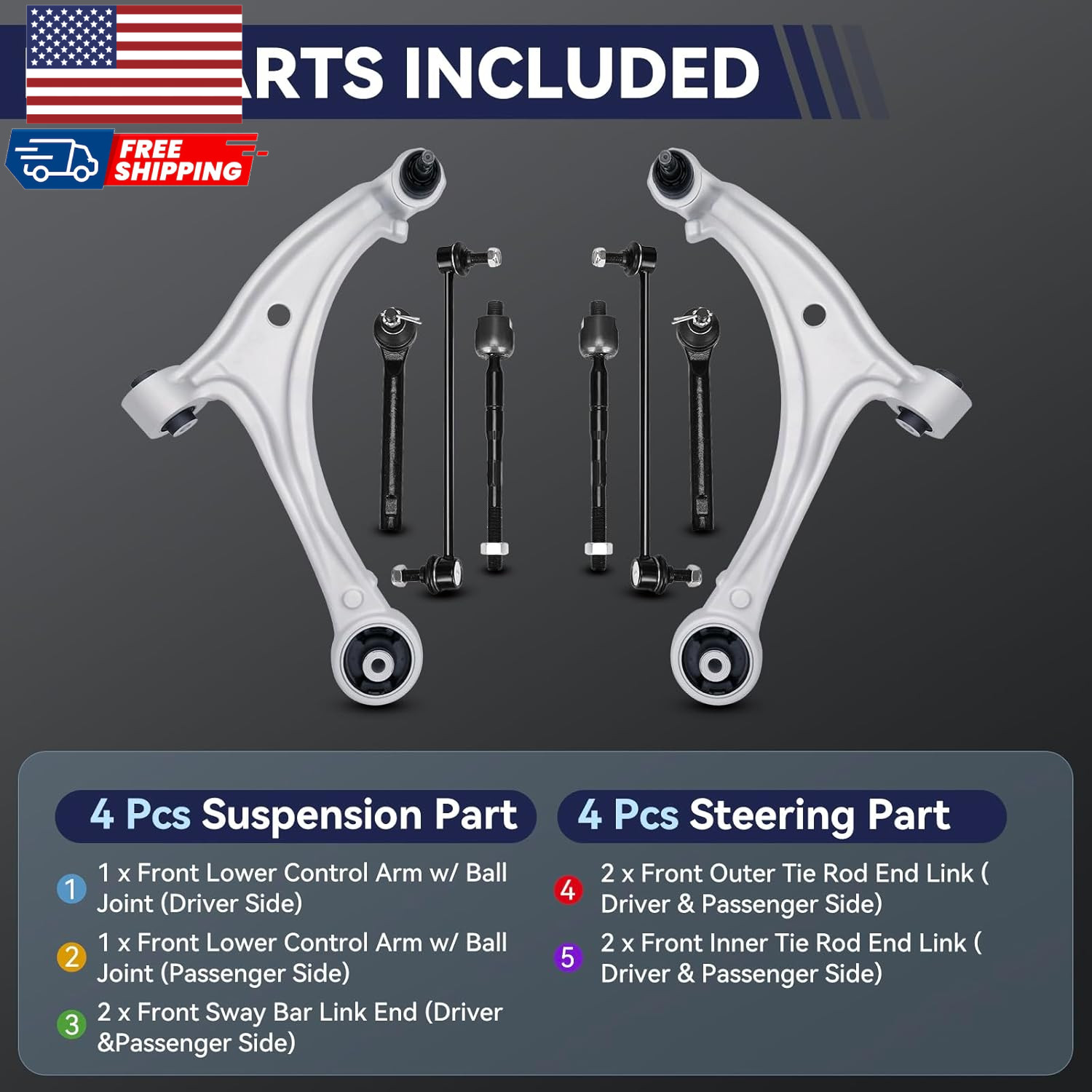 Front Suspension Kit Lower Control Arm Compatible with 2005-2010 Honda Odyssey