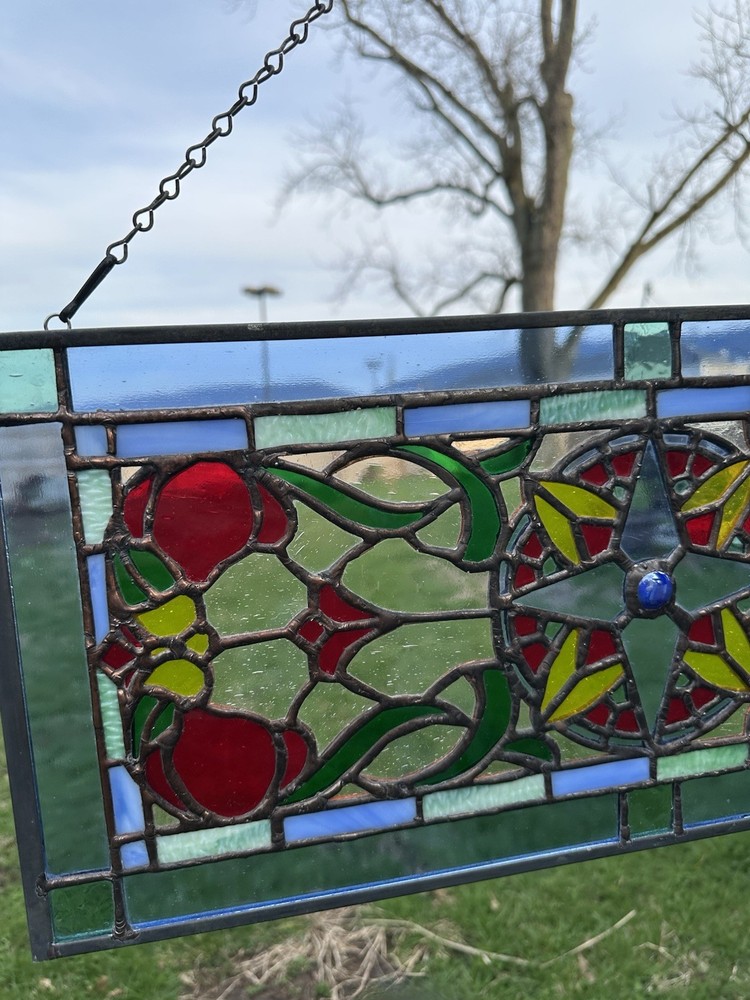 Handcrafted Compass Rose Stained Glass Panel