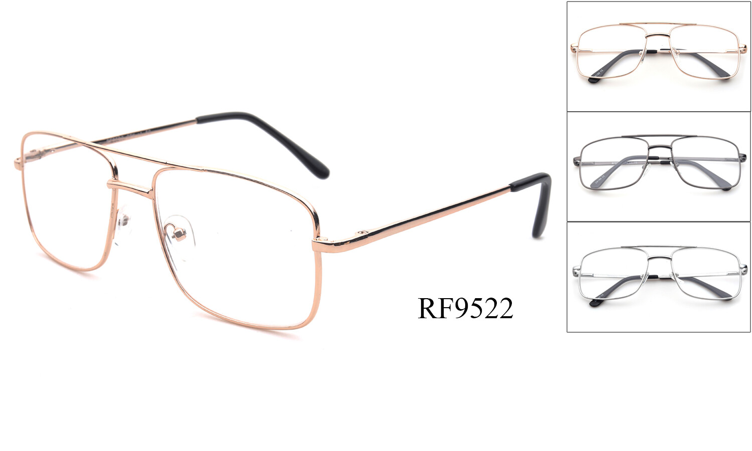 Aviator Reading Glasses Classic Square Retro Metal Frame Spring Hinge Reader