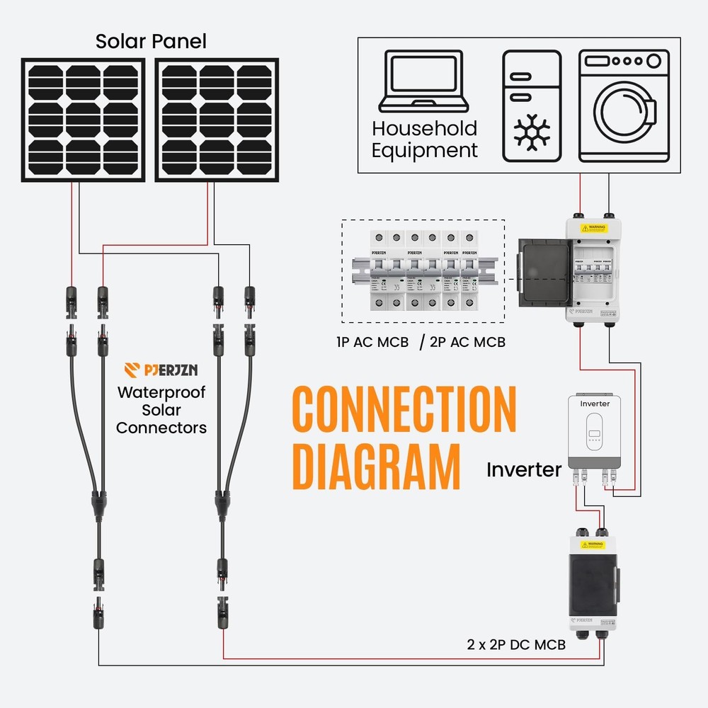 Solar Panels Disconnect Switch 50A 400VDC PV Shut Off Switch Outdoor 2 String...