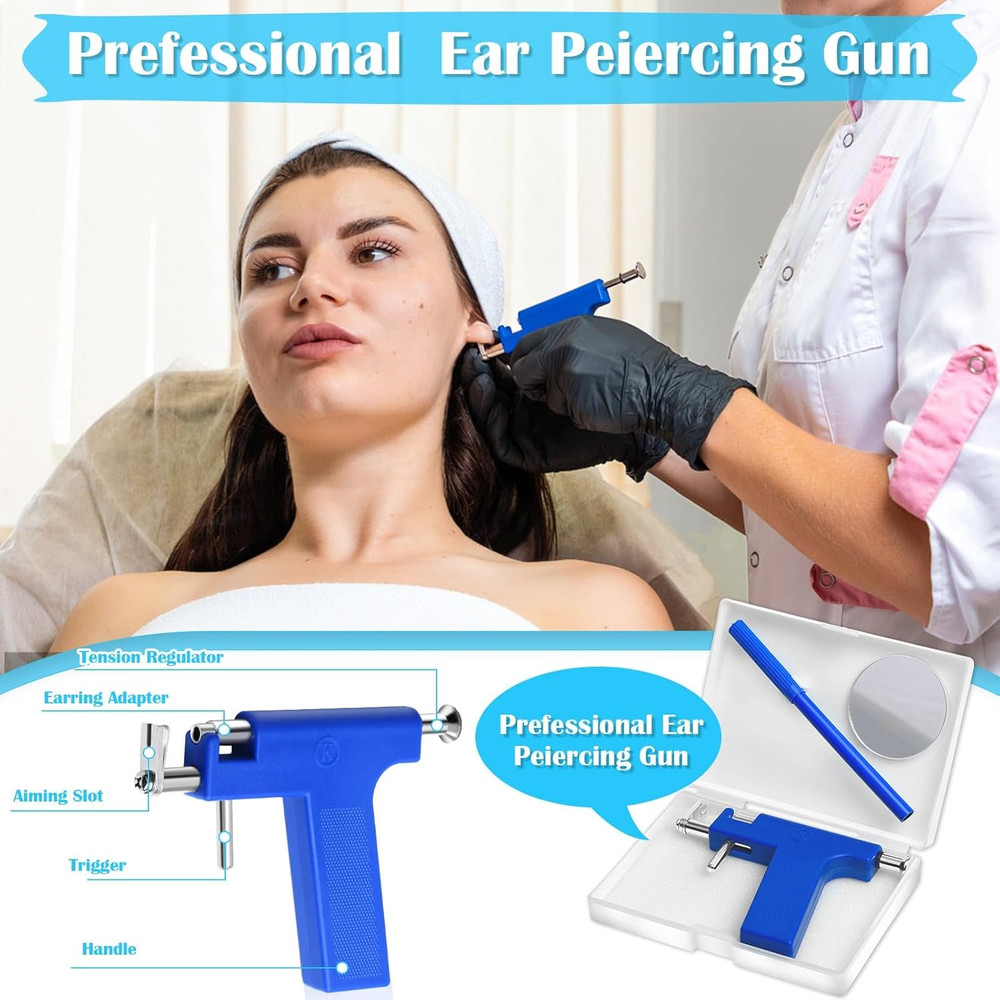 Ear Piercing Gun with Piercing Tools Kit, Professional Ear Nose Piercing Gun Mac