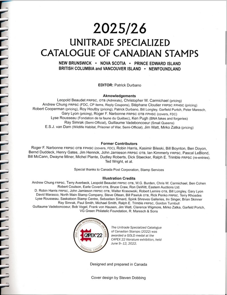 2026 Unitrade Specialized Catalogue Canadian Stamps 2 Vols Reference Guide Book