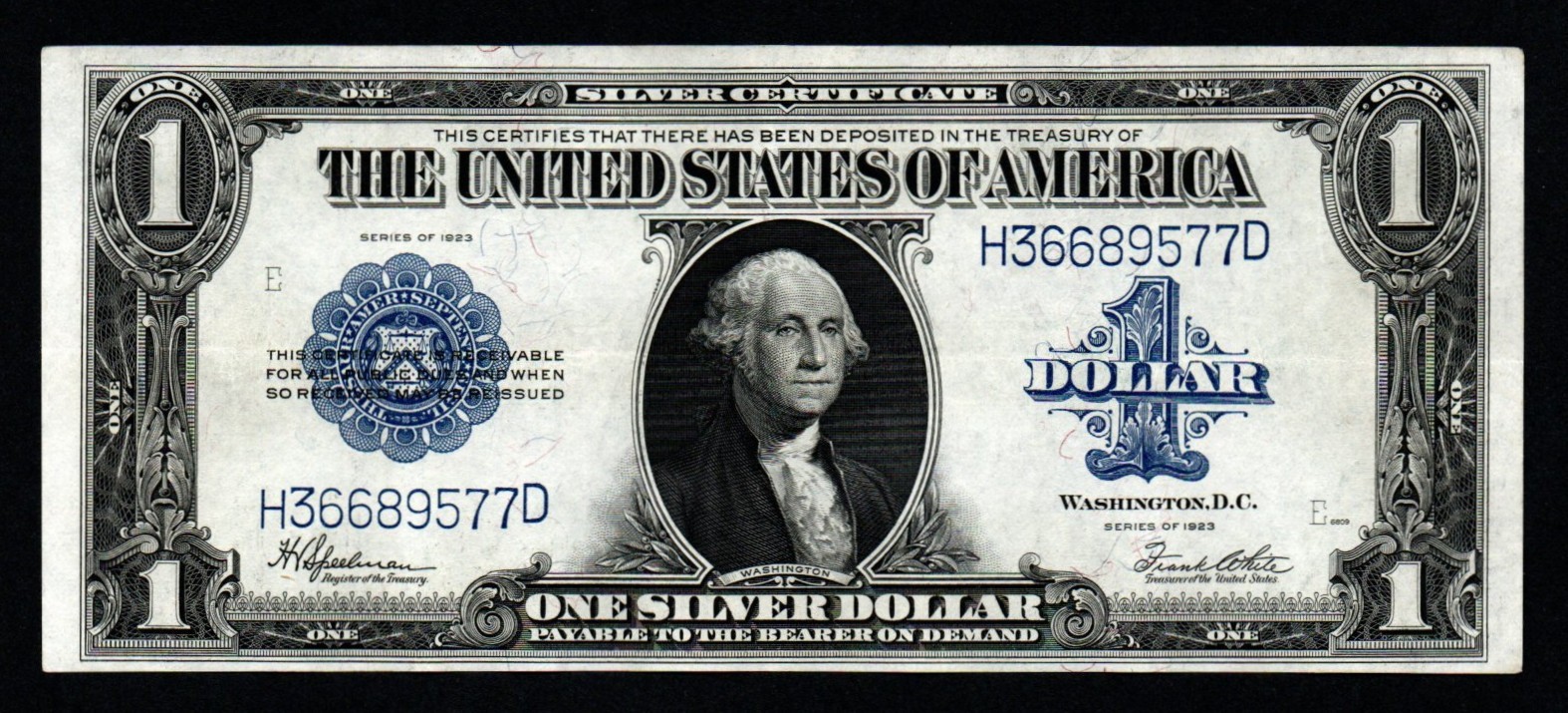1923 $1 LARGE Size Beautiful AU+ Silver Certificate!