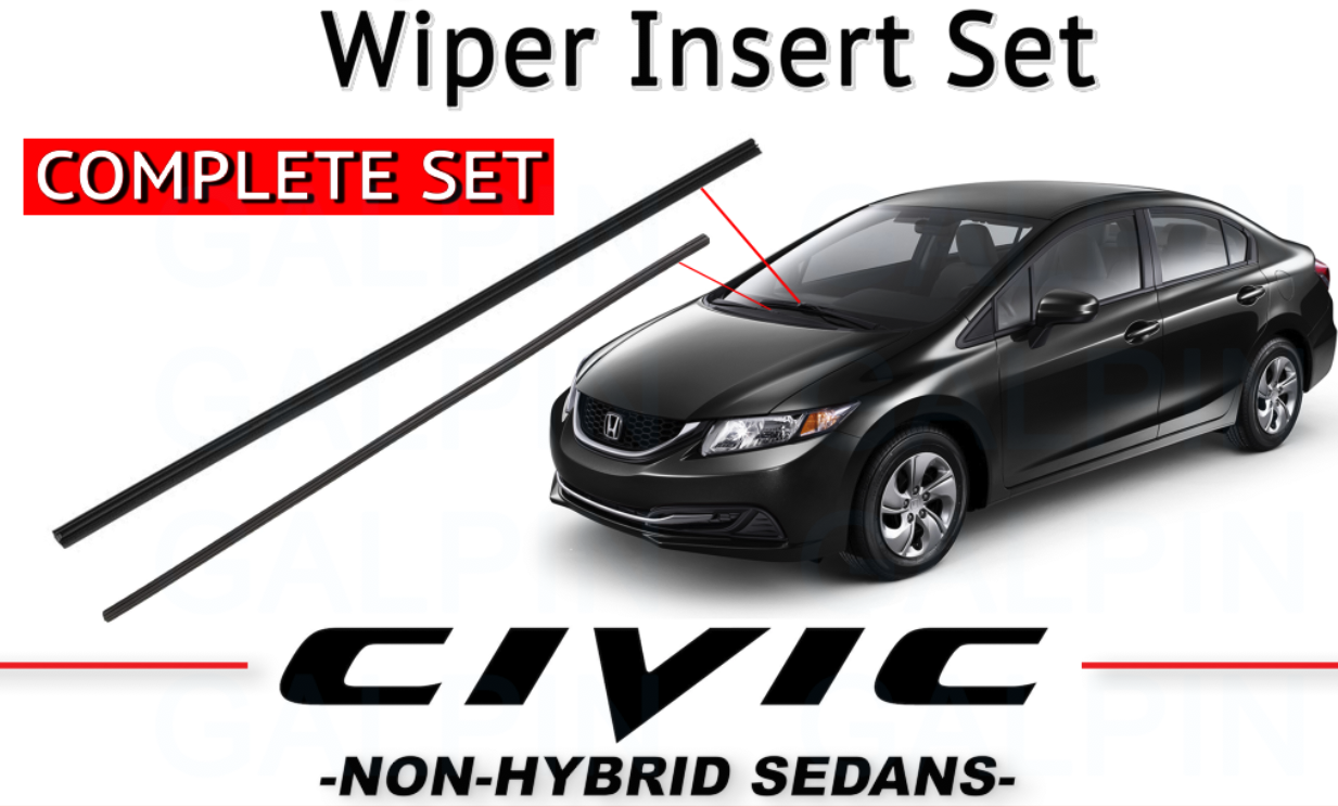 2008 - 2015 Honda Civic Sedan Wiper Insert Set Left + Right Pair Kit Front OEM