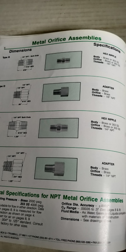 1990 O'Keefe Controls Co. PRECISION FLUID RESTRICTORS Catalog C3