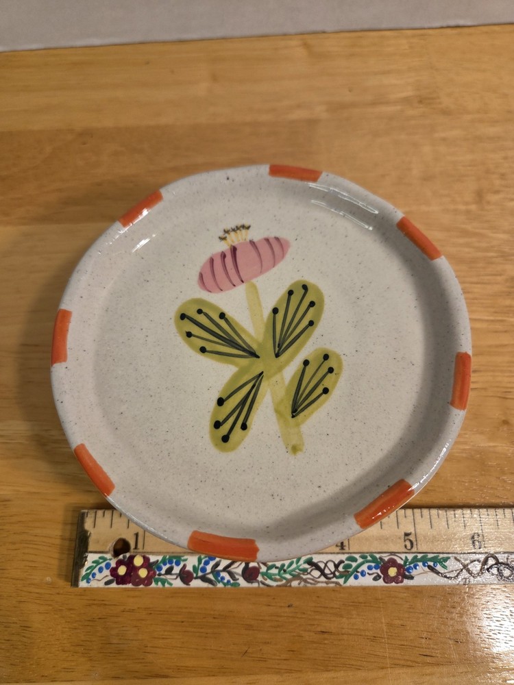 Mini Cake Stand Ceramic With Whimsical Flower Design 2.5" x 6"