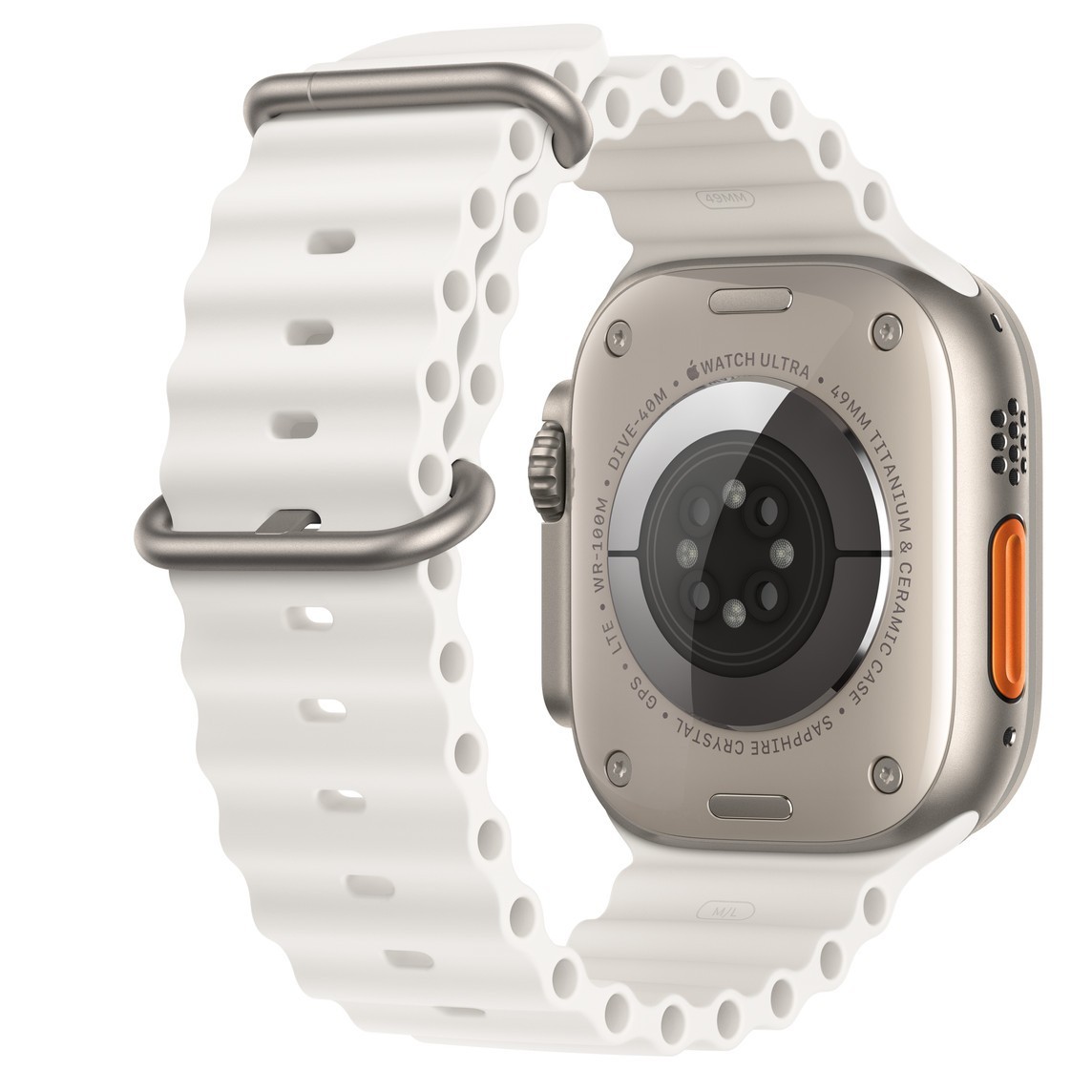 NEW Genuine Apple Watch Band - Ocean Band (49mm) - White - Regular, OPEN BOX