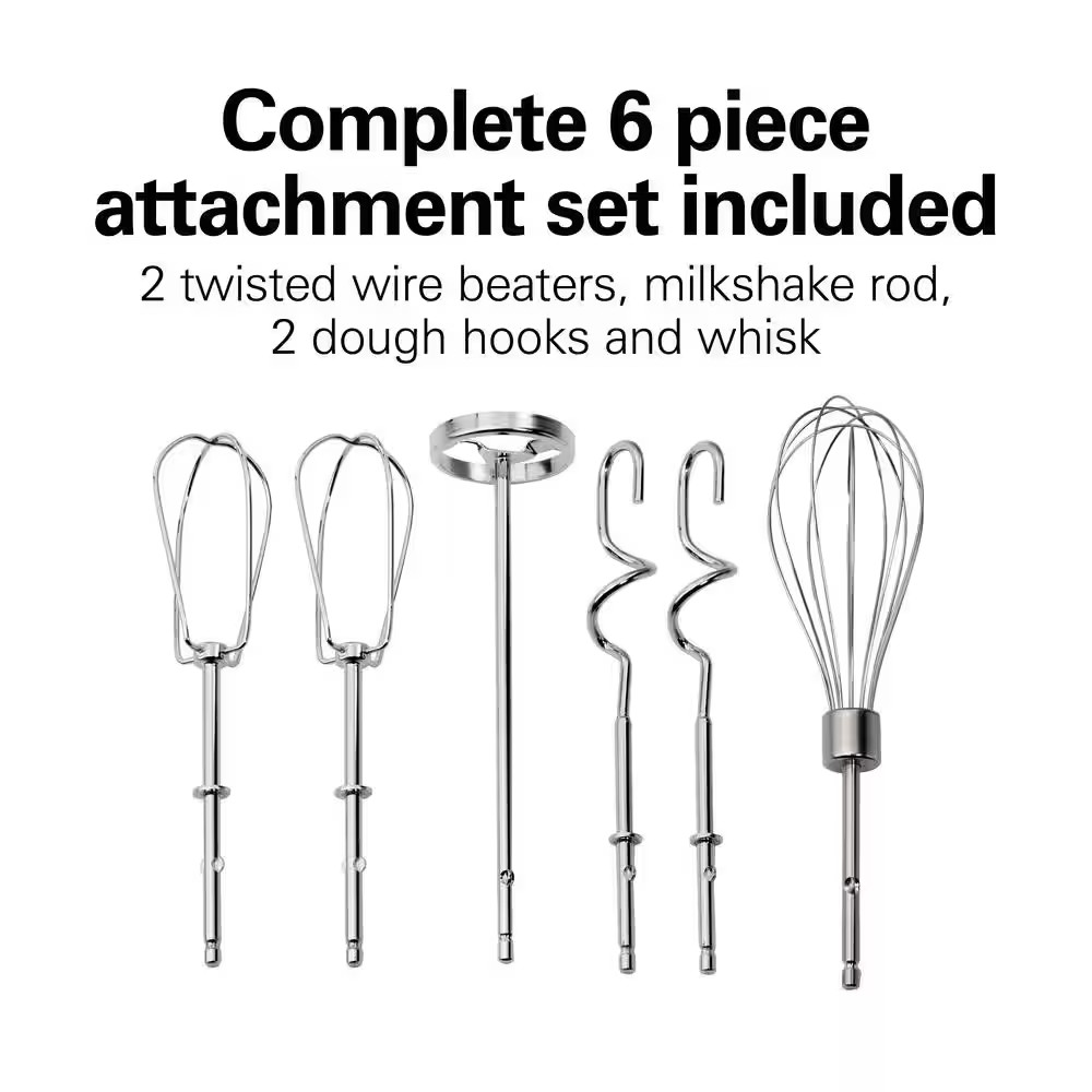 6-Speed Black Hand Mixer with Snap-On Case