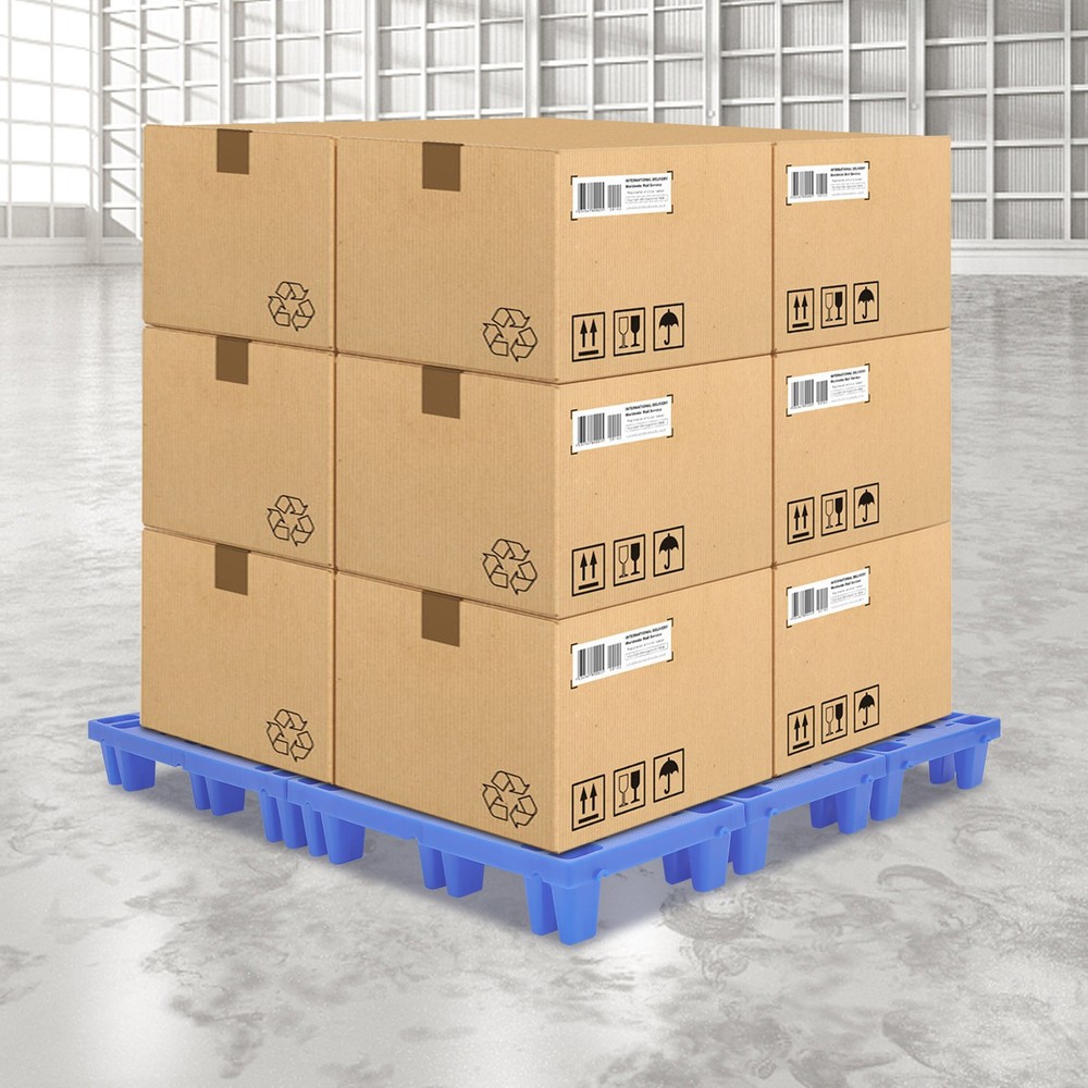 6-Pack Plastic Pallets 20x12x4in, 330lb Capacity Moisture Proof Stackable Pads
