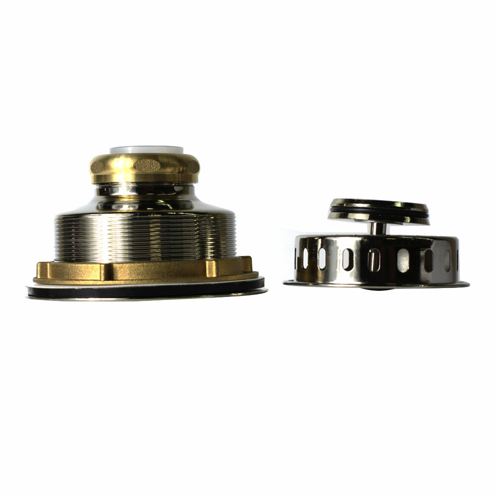 Kitchen Basket Strainer Assembly Single Post With Beveled Base & O-Ring Satin