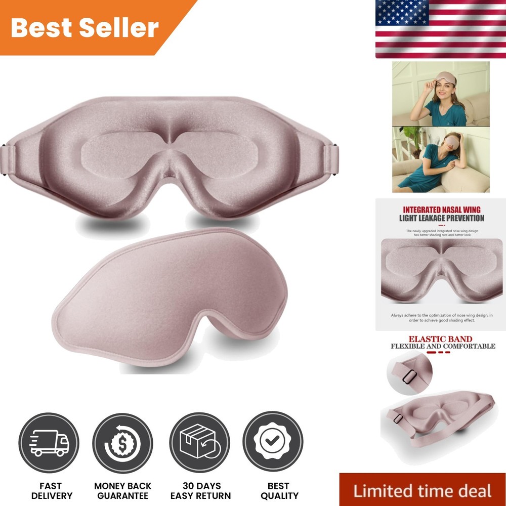 3D Contoured Sleep Mask - 99% Light Blocking, Adjustable & Breathable Pink