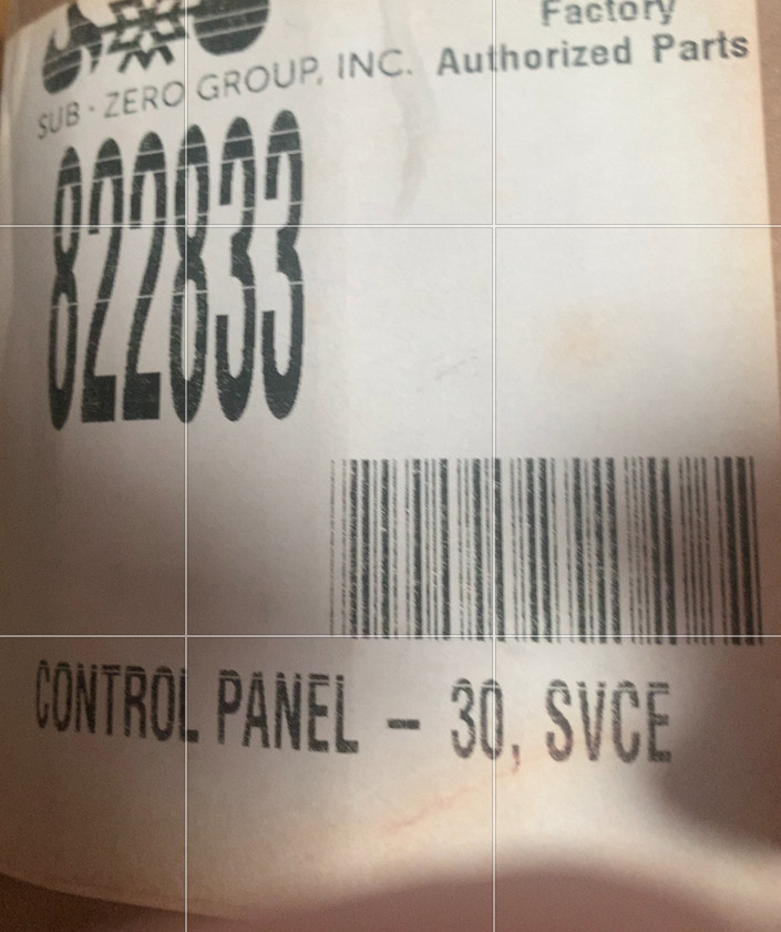 WOLF 822833 OVEN CONTROL PANEL/ GENUINE PART/USED