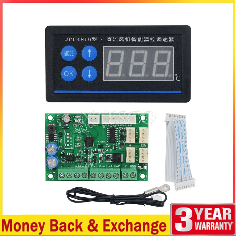 Chassis Fan Speed Controller DC 12V 24V 48V PWM Temperature Control+485 Serial