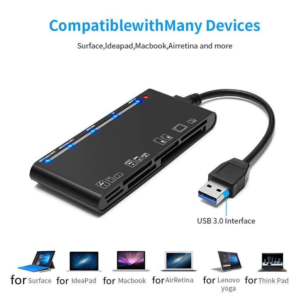 7-IN-1 USB 3.0 Memory Card Reader High-Speed Adapter for Micro SD SDXC CF SDHC