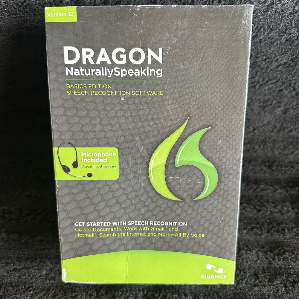 Nuance Dragon NaturallySpeaking 12 Basic Speech Recognition Software - NEW OPEN