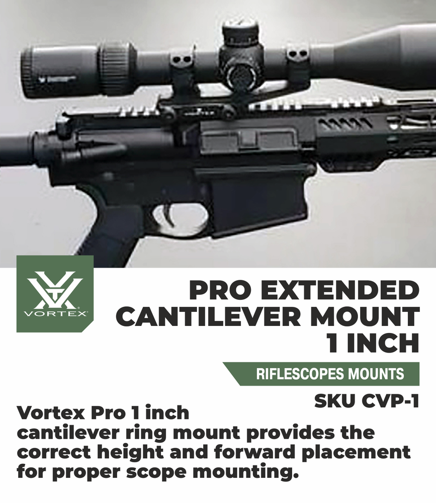 Vortex Optics Pro Extended 1 in Cantilever Mount with Free Hat Bundle