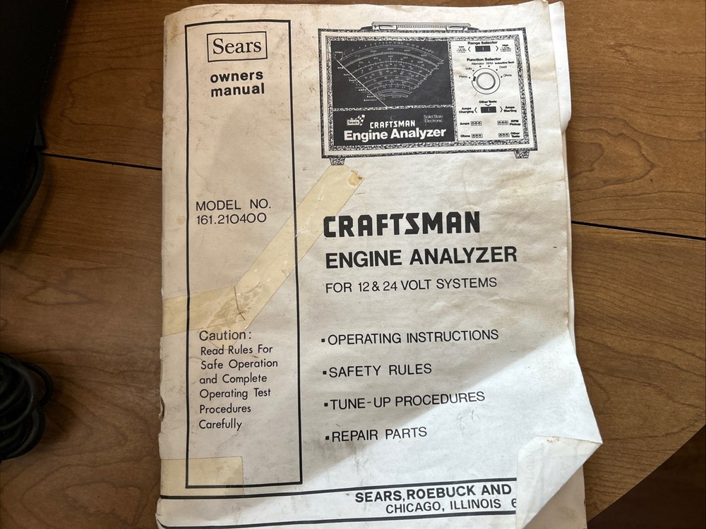 Vintage Craftsman Solid State Engine Analyzer Model No. 161.210400-untested