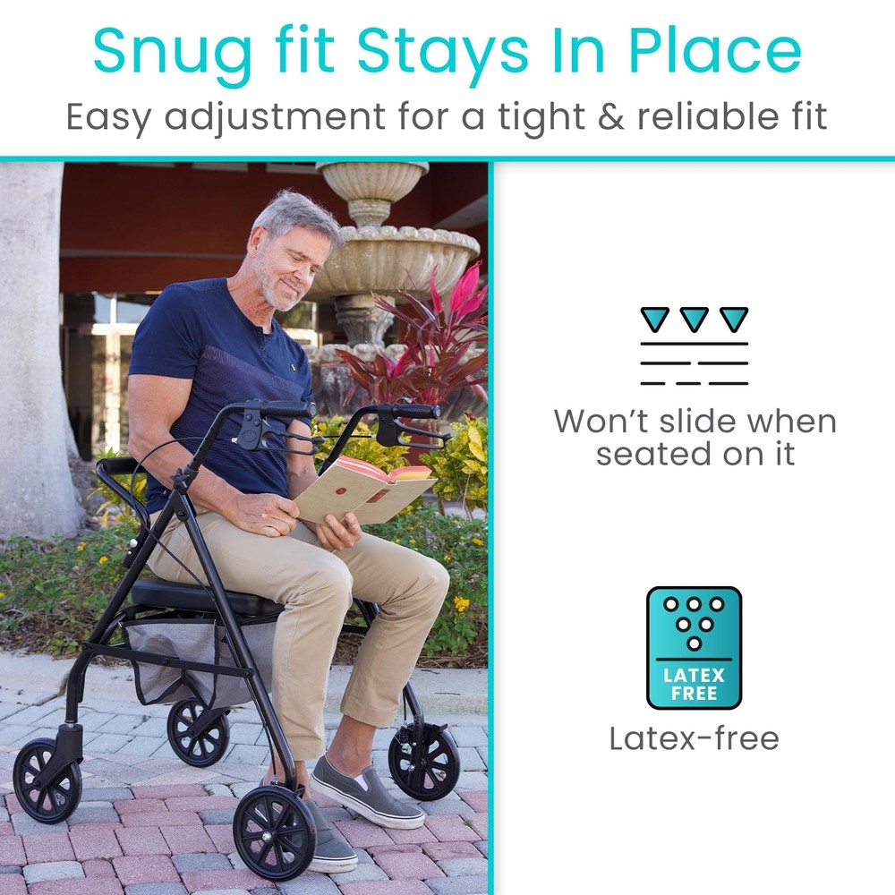 Vive Rollator Walker Seat and Backrest Covers - Removable Washable Black