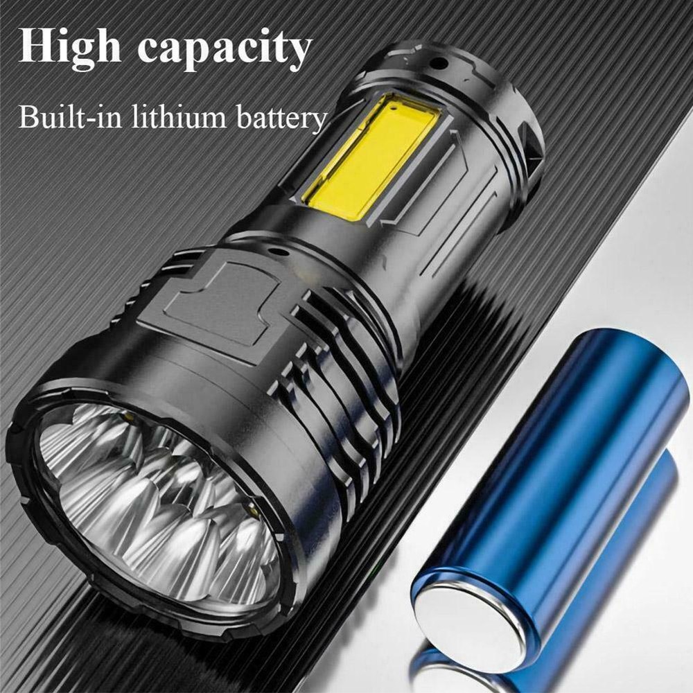 Super Bright LED Tactical Flashlight USB Rechargeable Work Light COB Side Light